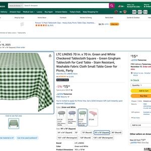 Amazon Green Gingham Tablecloth